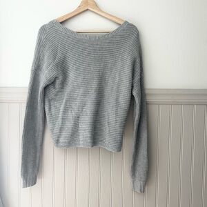 Hollister Small Gray Knit Reversible Twist Sweater